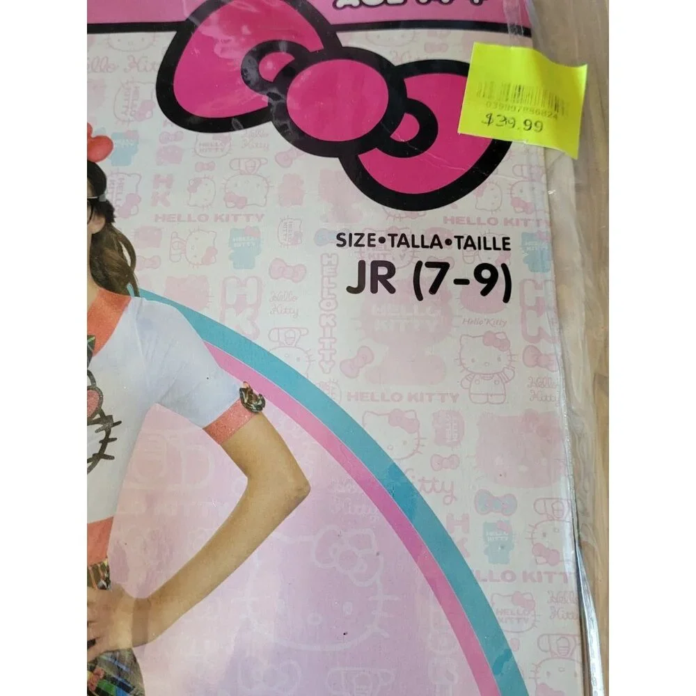 Hello‎ Kitty Costume Girls Sz Tall Jr. 7-9 Dress with Kitty Ear And Glasses